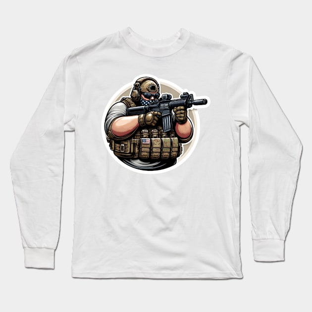 Tactical Fatman Long Sleeve T-Shirt by Rawlifegraphic